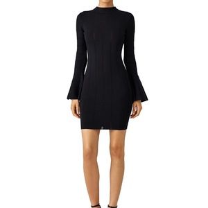 KEEPSAKE Black Bodycon Dress w/ Flare sleeves, S